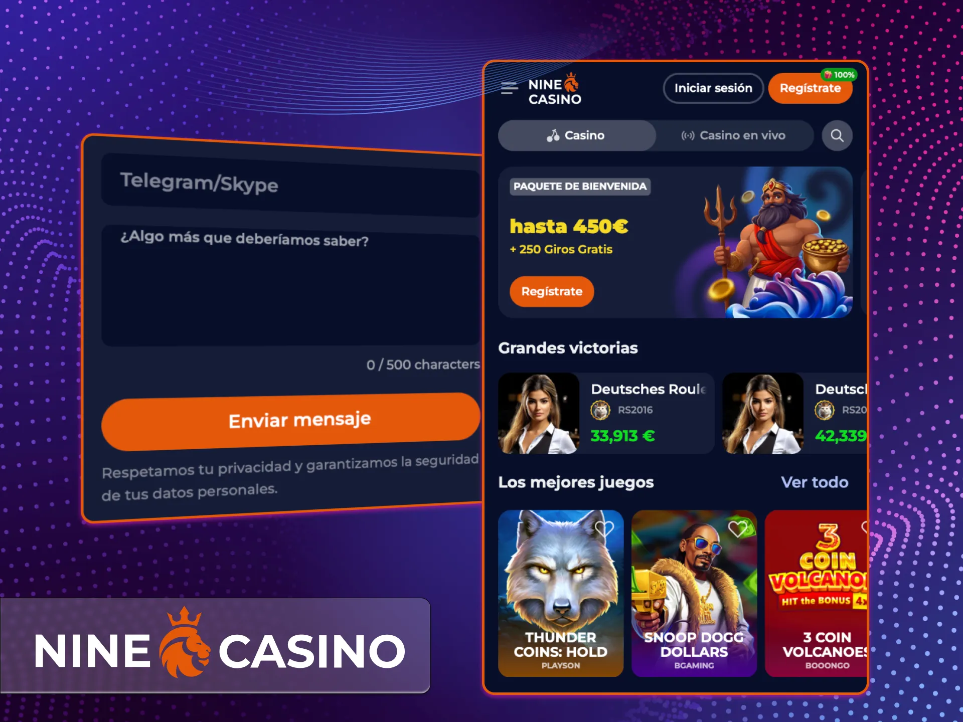 Deje su pregunta en el formulario del sitio web del casino en línea Nine Casino y nos pondremos en contacto con usted.