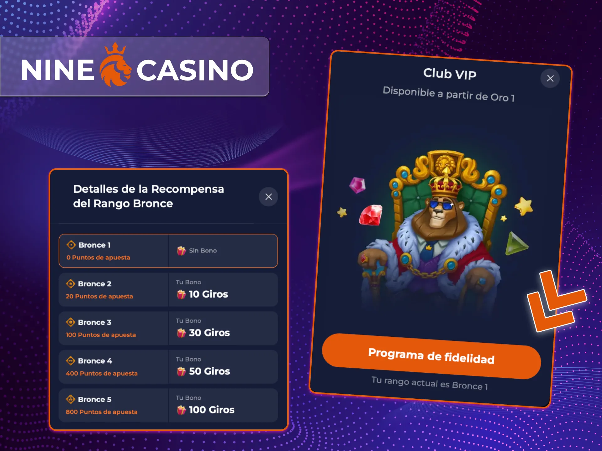 Únete al club VIP del casino online Nine Casino y obtén beneficios adicionales.