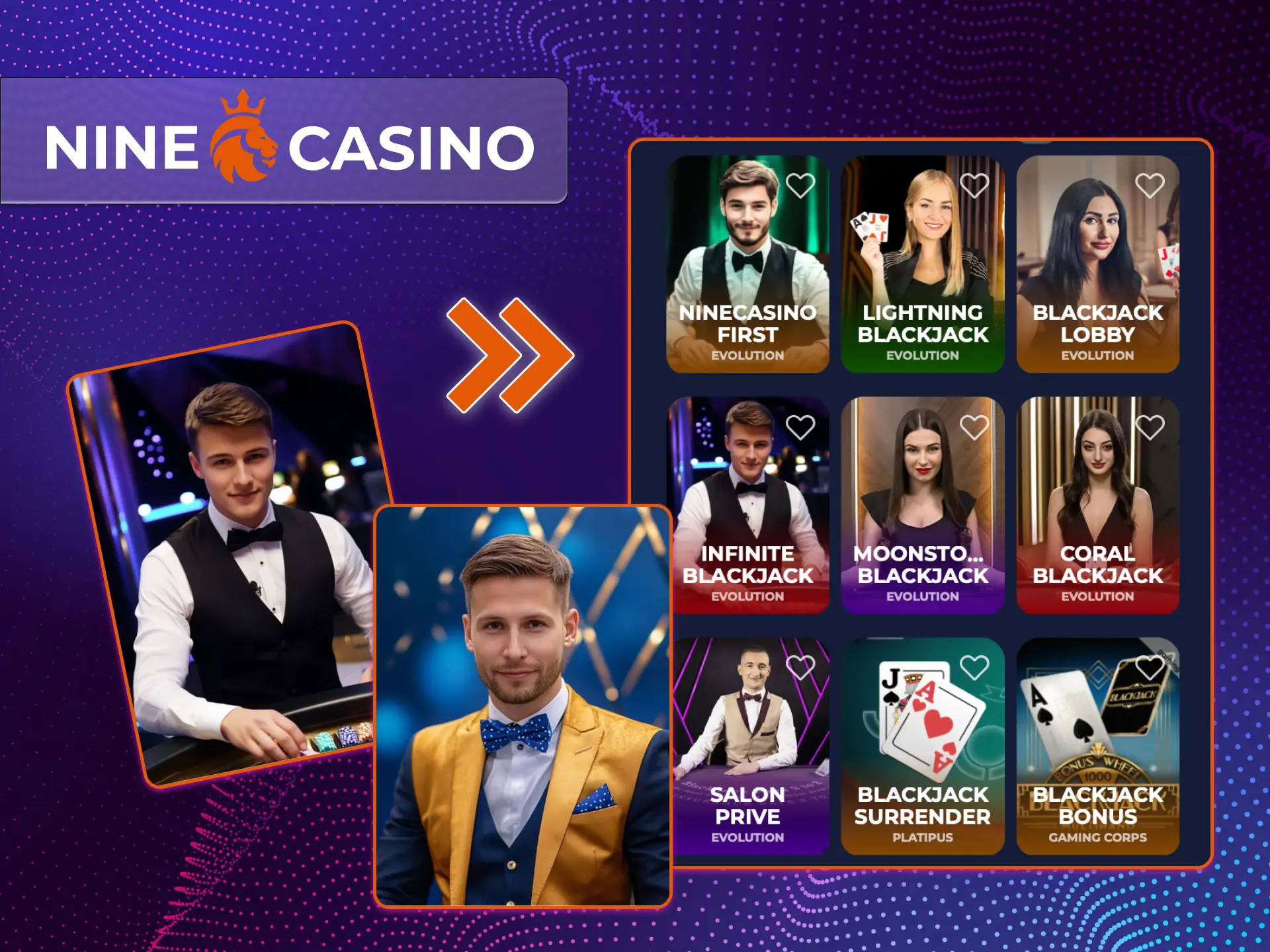 Elija juegos de blackjack en el casino en línea Nine Casino.
