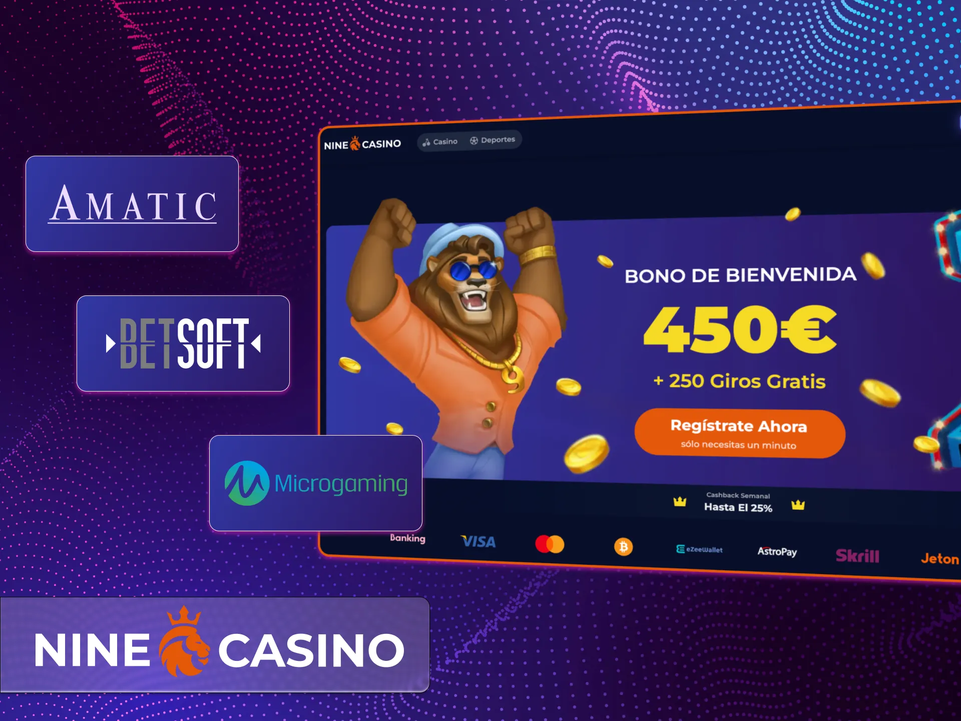 El casino en línea Nine Casino cuenta con juegos de los desarrolladores más populares.